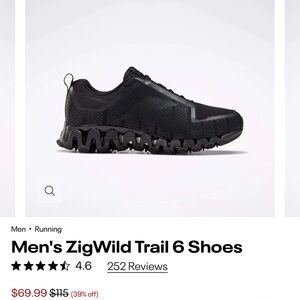 Reebok ZigTech Black Athletic Shoes